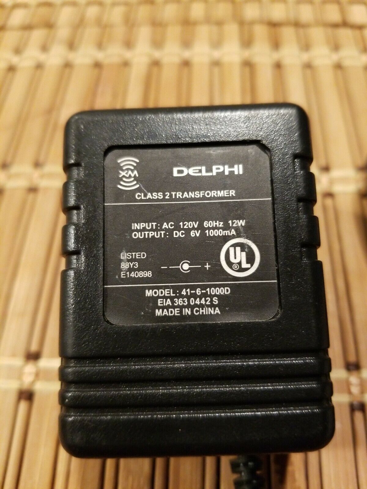 NEW Delphi 41-6-1000D 6V 1000mA Class 2 Transformer Power Adapter Charger